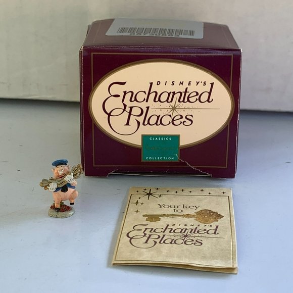 Fifer Pig Disney 3 Little Pigs WDCC Enchanted Places Miniature (Damaged) 1990s - Picture 2 of 8